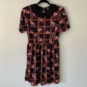 Unique Plaid/Floral Collared Dress